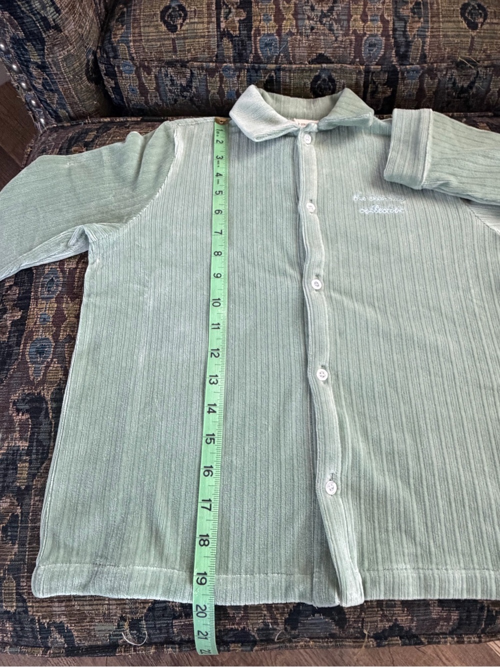 The Sunday Collective Ribbed Button Front Shirt Green Bay 8-9Y NWT Portugal - Picture 5 of 7